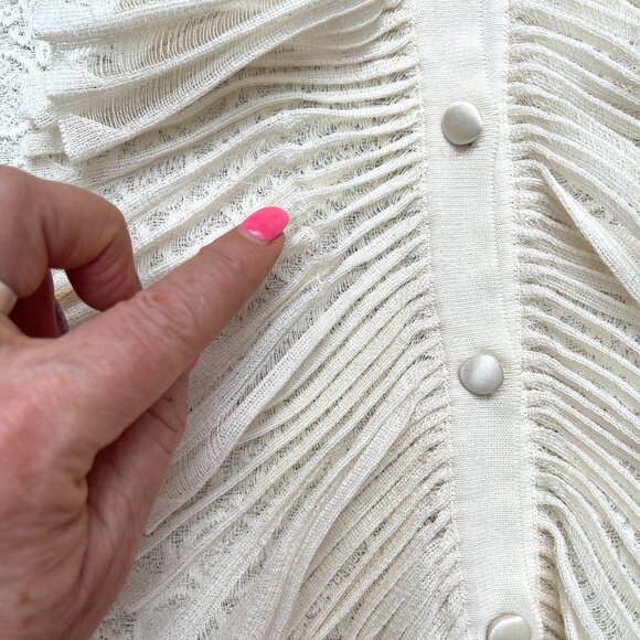 Alexander McQueen Jabot Collar Stretchy lace Sleeveless button up blouse L - Picture 15 of 16